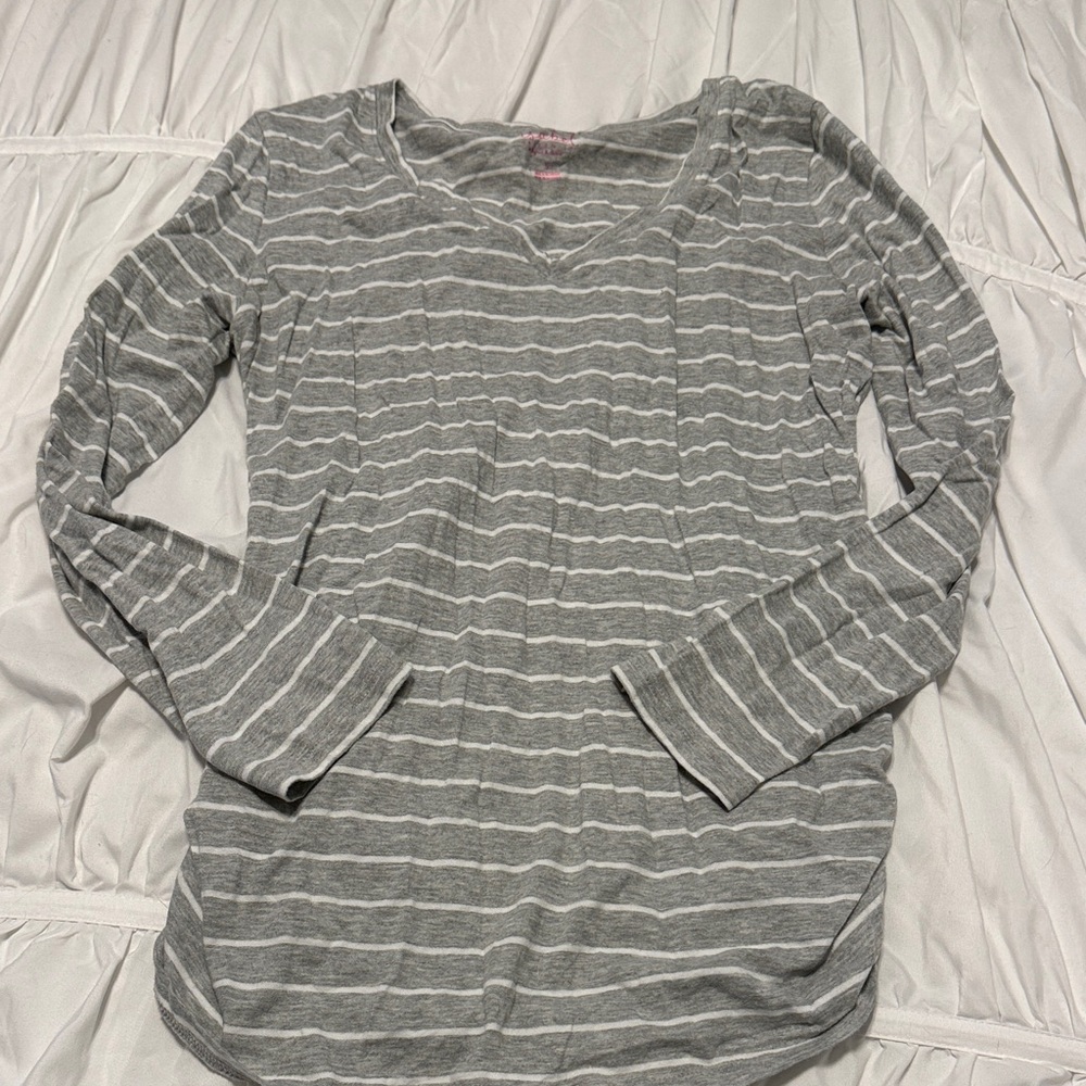 Gray Striped Maternity Women's Top